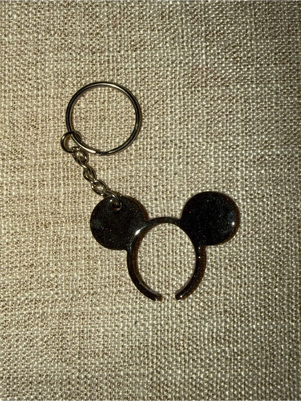 Black Glitter Mouse Ear Keychain